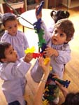 Pre-school children build tower (Spain)