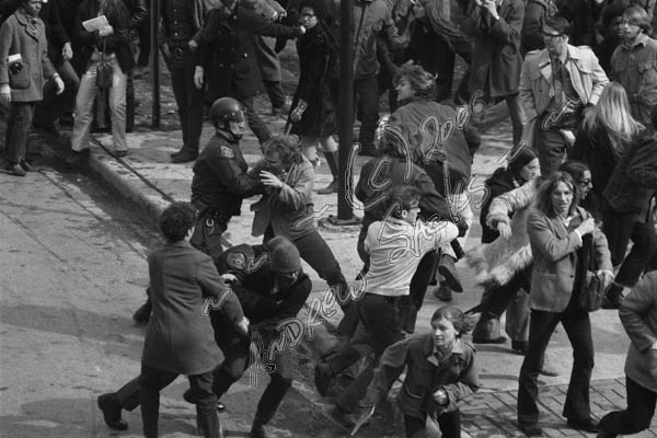 Protestors and police, Spring 1970, Ann Arbor