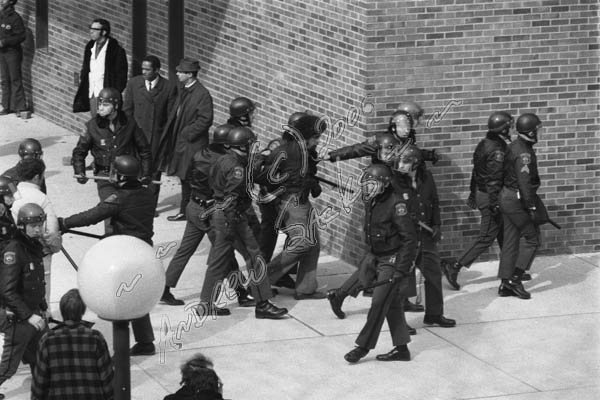 Protestors and police, Spring 1970, Ann Arbor