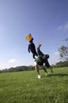 Frisbee catching dog